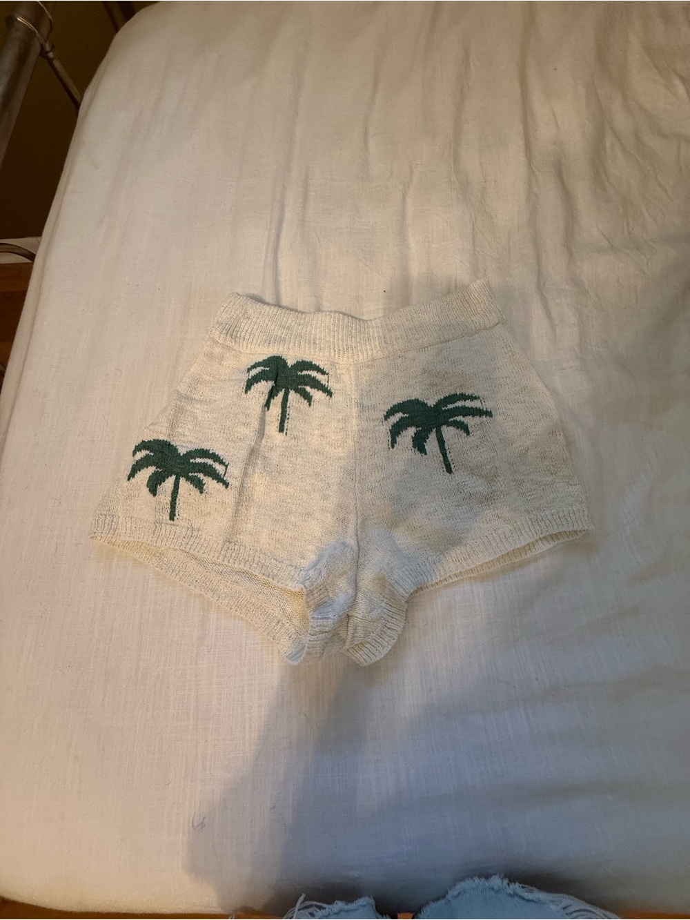 Show Me Your MuMu Cream Knit Palm Tree Shorts